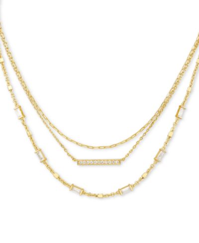 Ожерелье Kendra Scott 14k Gold-Plated Pavé Bar & Baguette-Crystal Layered