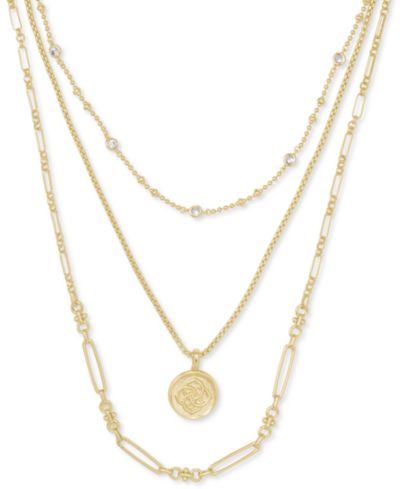 Kendra Scott Многослойная подвеска-кулон Crystal & Medallion 14k Gold-Plated 16" + 2" extender