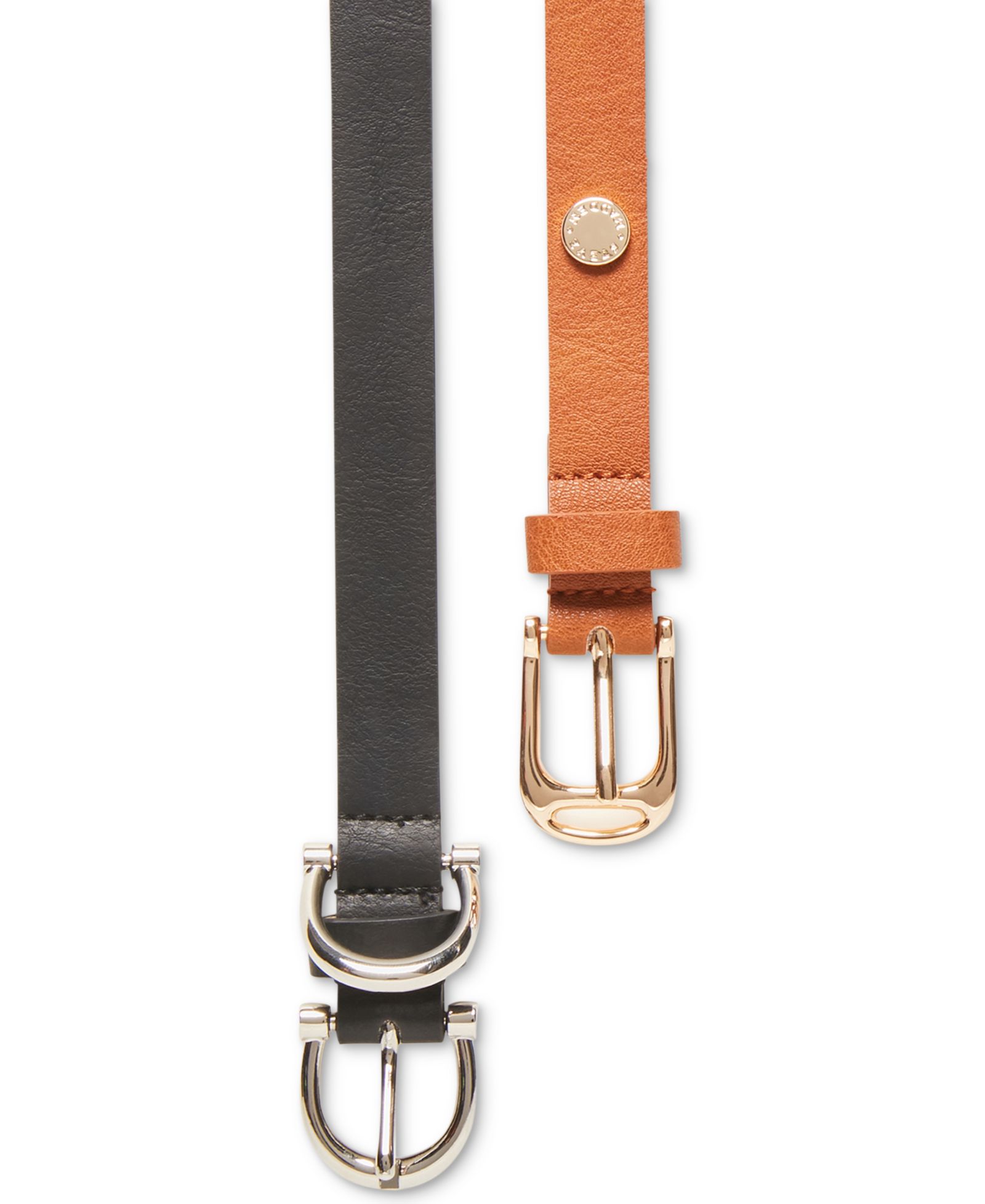 Steve Madden Женский Черный и Cognac Faux Leather 2 Piece Belt Set