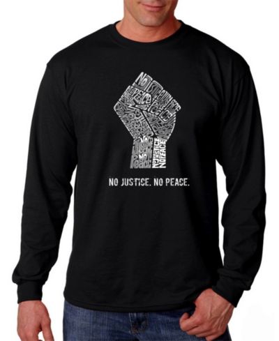 LA Pop Art Мужской No Justice, No Peace Word Art Long Sleeve T-shirt