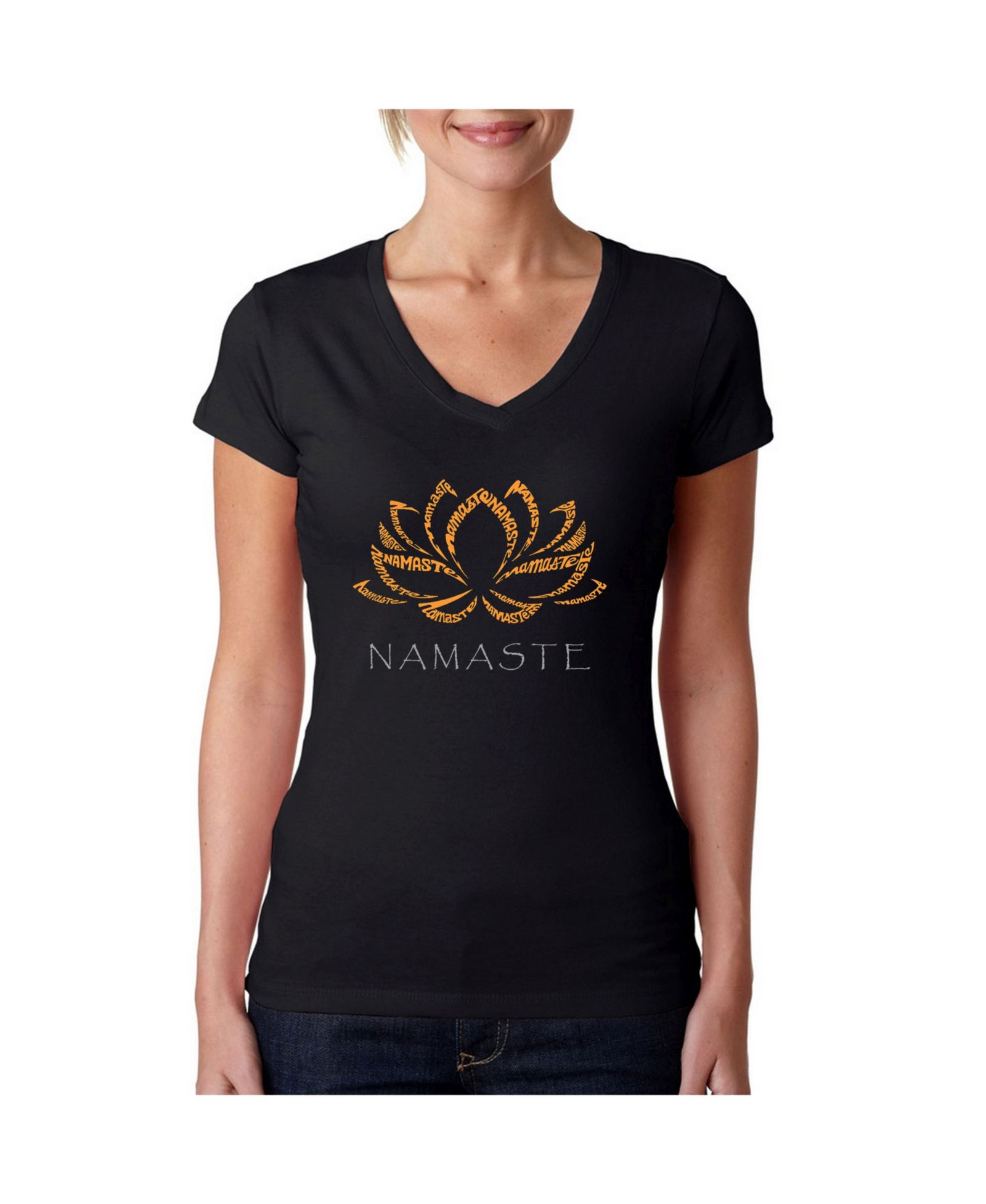 Женская футболка La Pop Art V-Neck с принтом Namaste