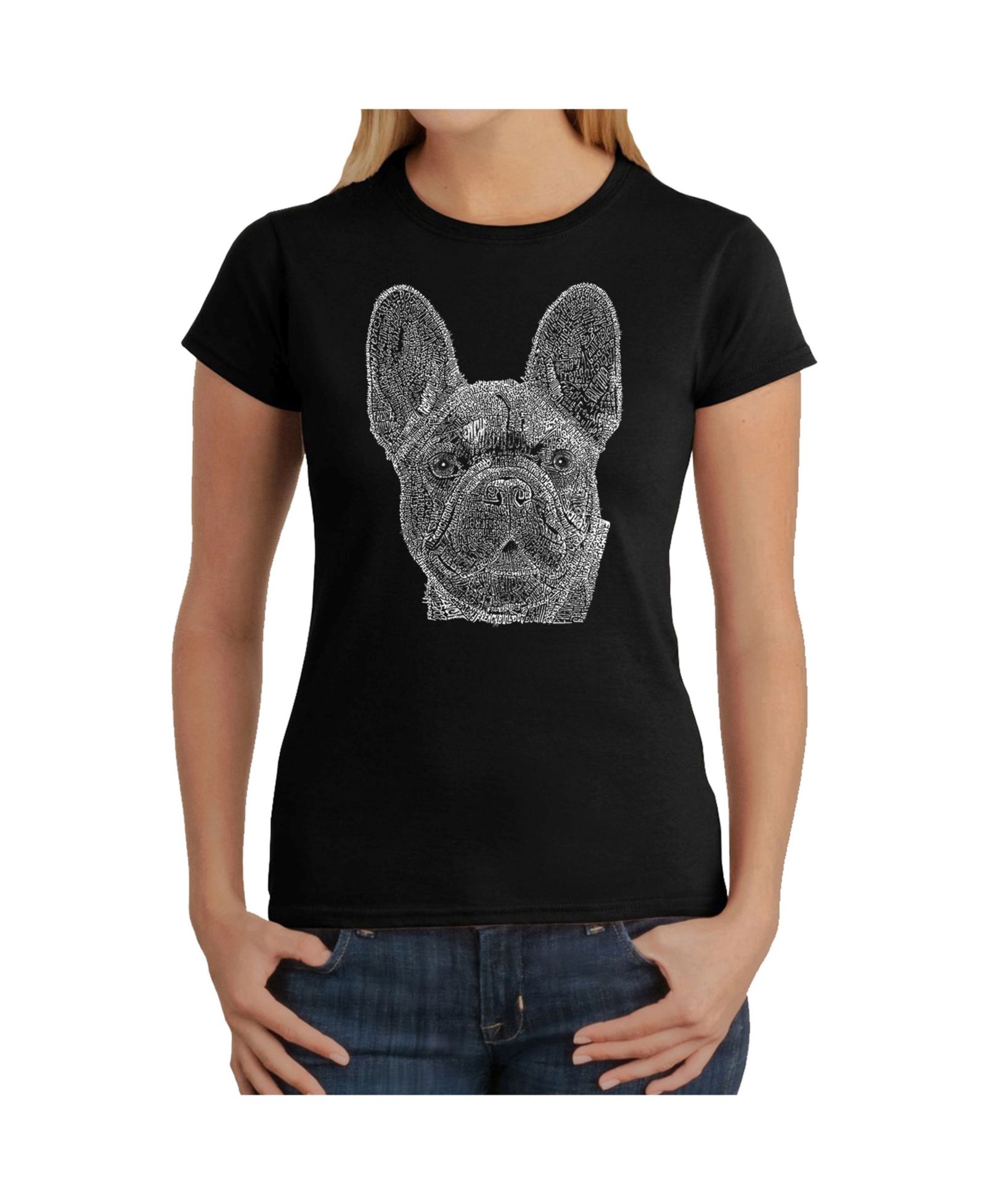 La Pop Art Women's T-Shirt with French Bulldog Word Art