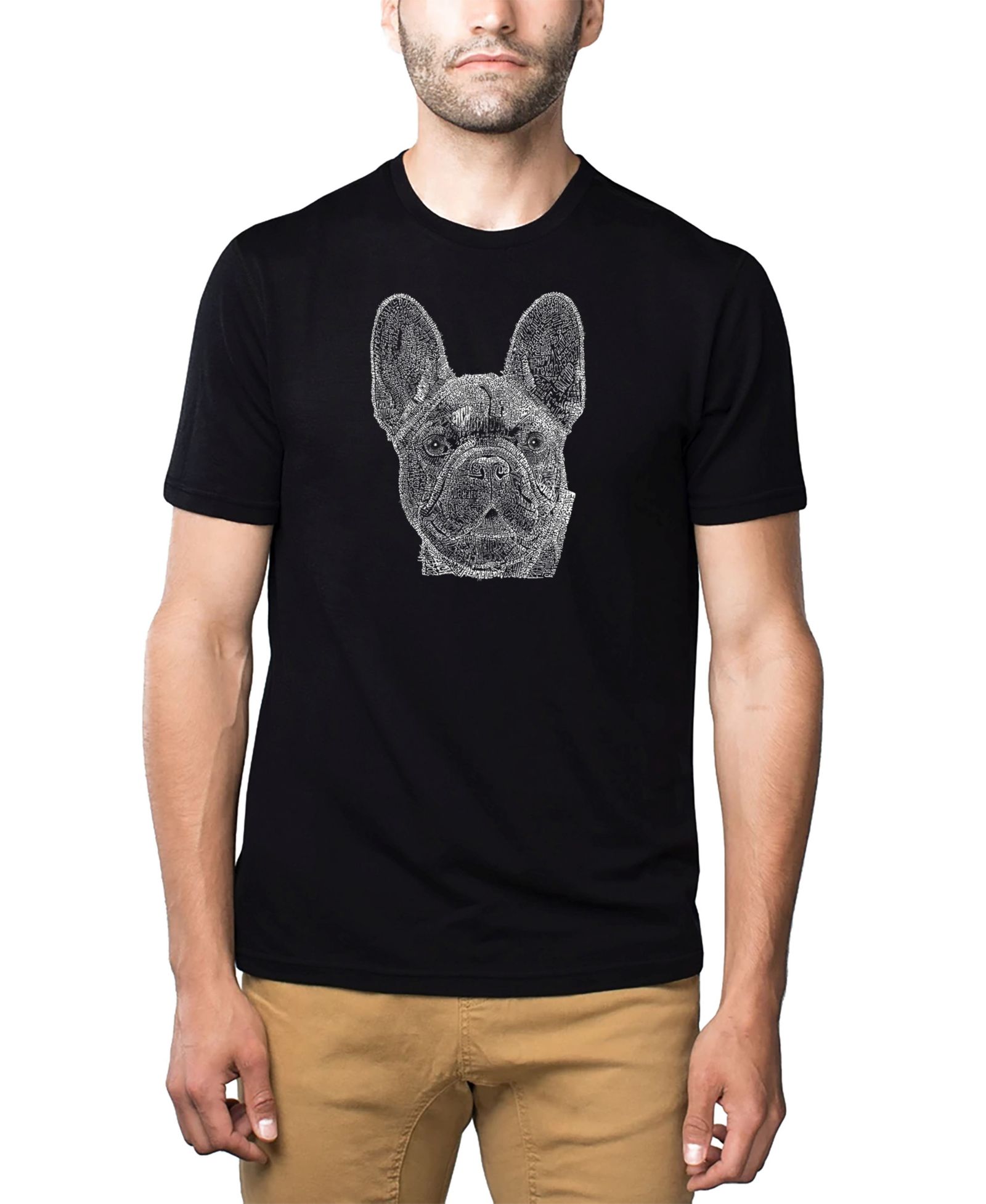 Мужская футболка LA Pop Art Cotton/Poly Blend Word Art French Bulldog