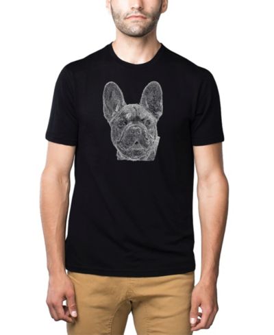 LA Pop Art Men's Cotton/Poly Blend Word Art French Bulldog T-shirt