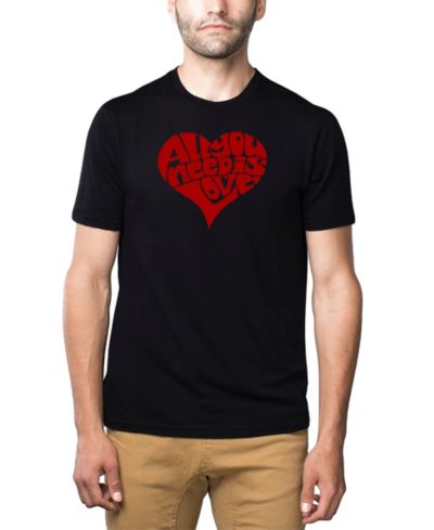 LA Pop Art Men's Cotton/Poly Blend Word Art All You Need Is Love Heart T-shirt