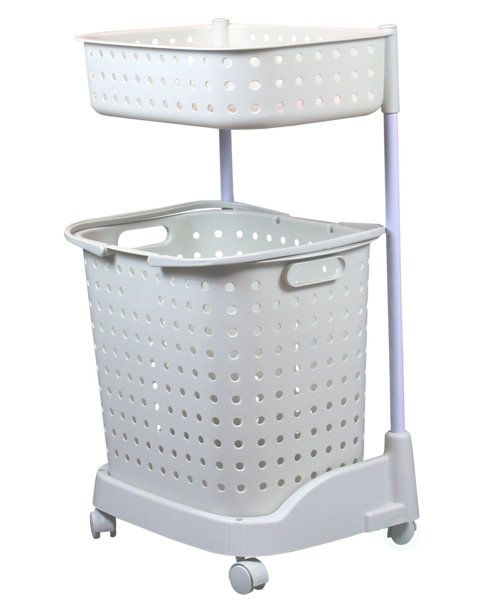 Basicwise 2 Tier Plastic Laundry Basket with Wheels