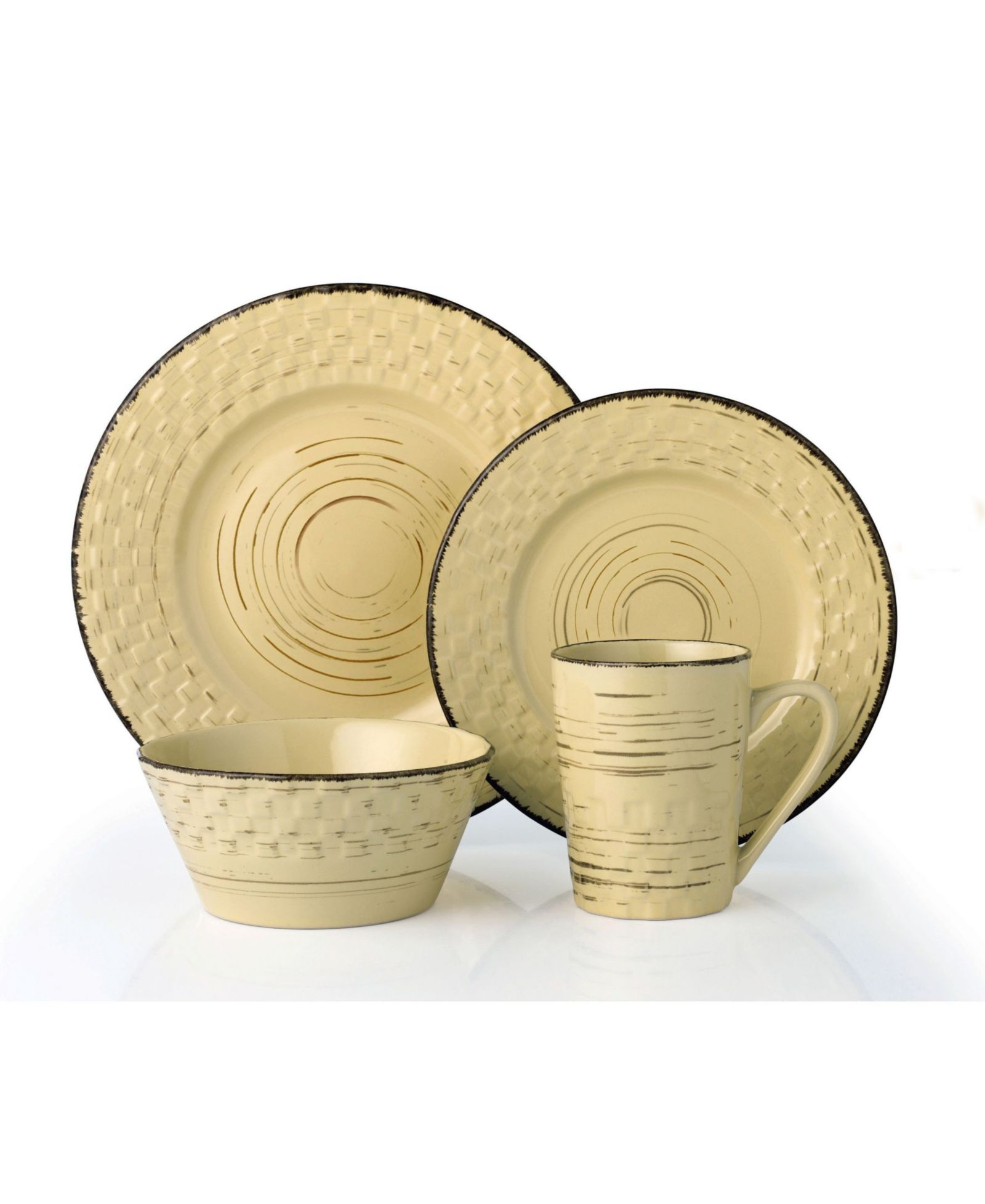 Lorren Home Trends набор столовой из 16 предметов Distressed Weave