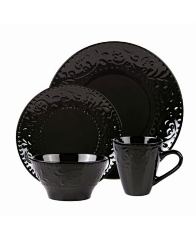 Набор столовой посуды Lorren Home Trends 16 Piece Stoneware Scroll на 4 персоны