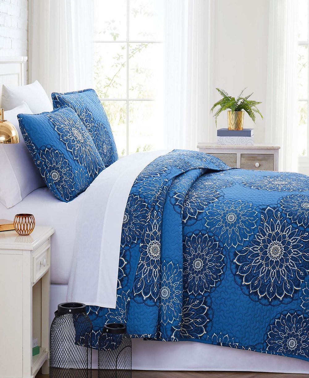 Комплект из 2 предметов Southshore Fine Linens Midnight Floral Printed Quilt Set, Twin