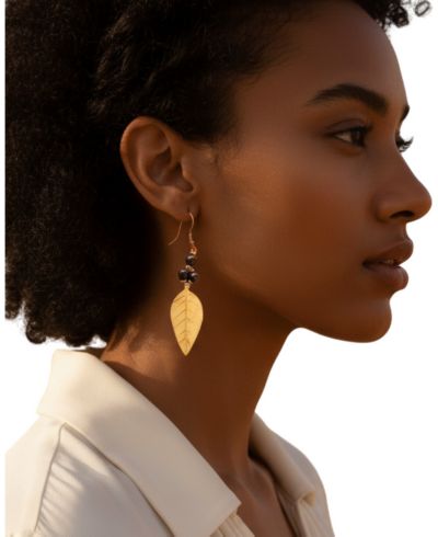 Серьги KENDI AMANI Gold-Tone Acacia Leaf ручной работы
