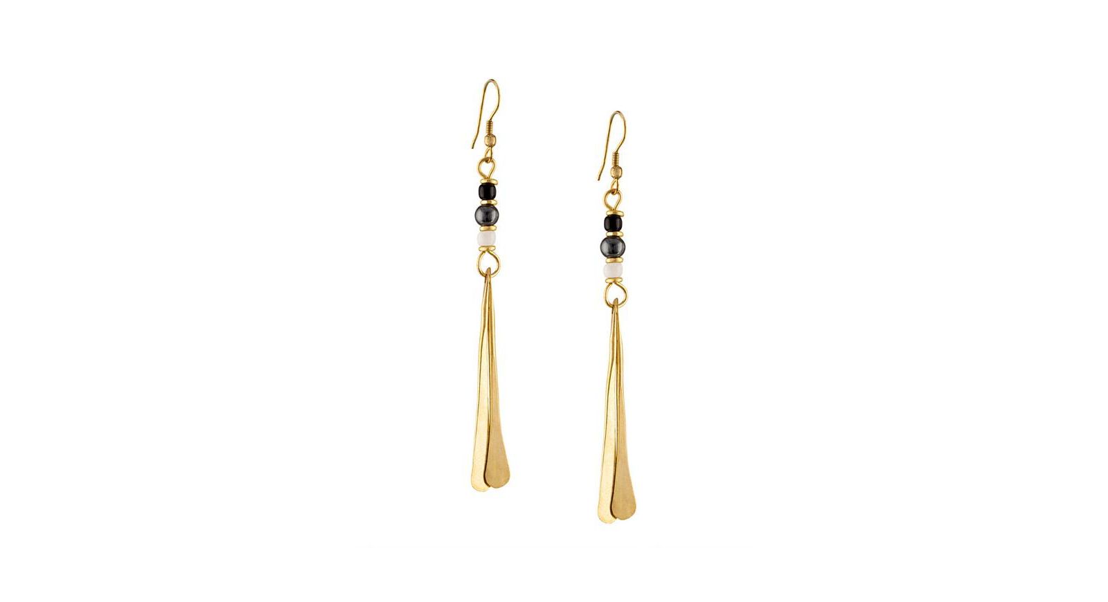 Nyasi Earrings: Elegant Brass Handmade Beaded Dangle Drop Statement Jewelry