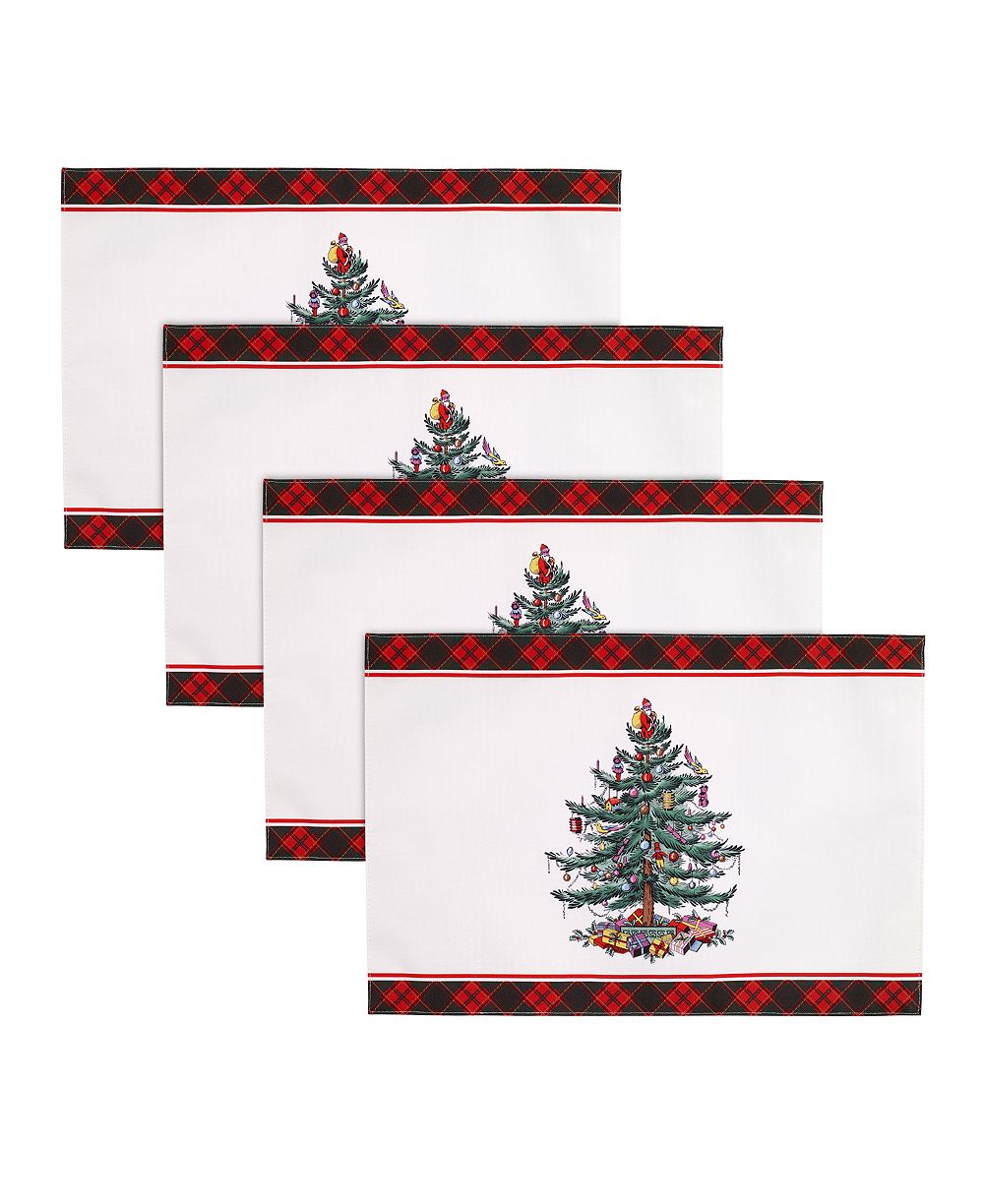 Подставки под тарелки Spode Christmas Tree Tartan многоцветные, набор 4 шт.