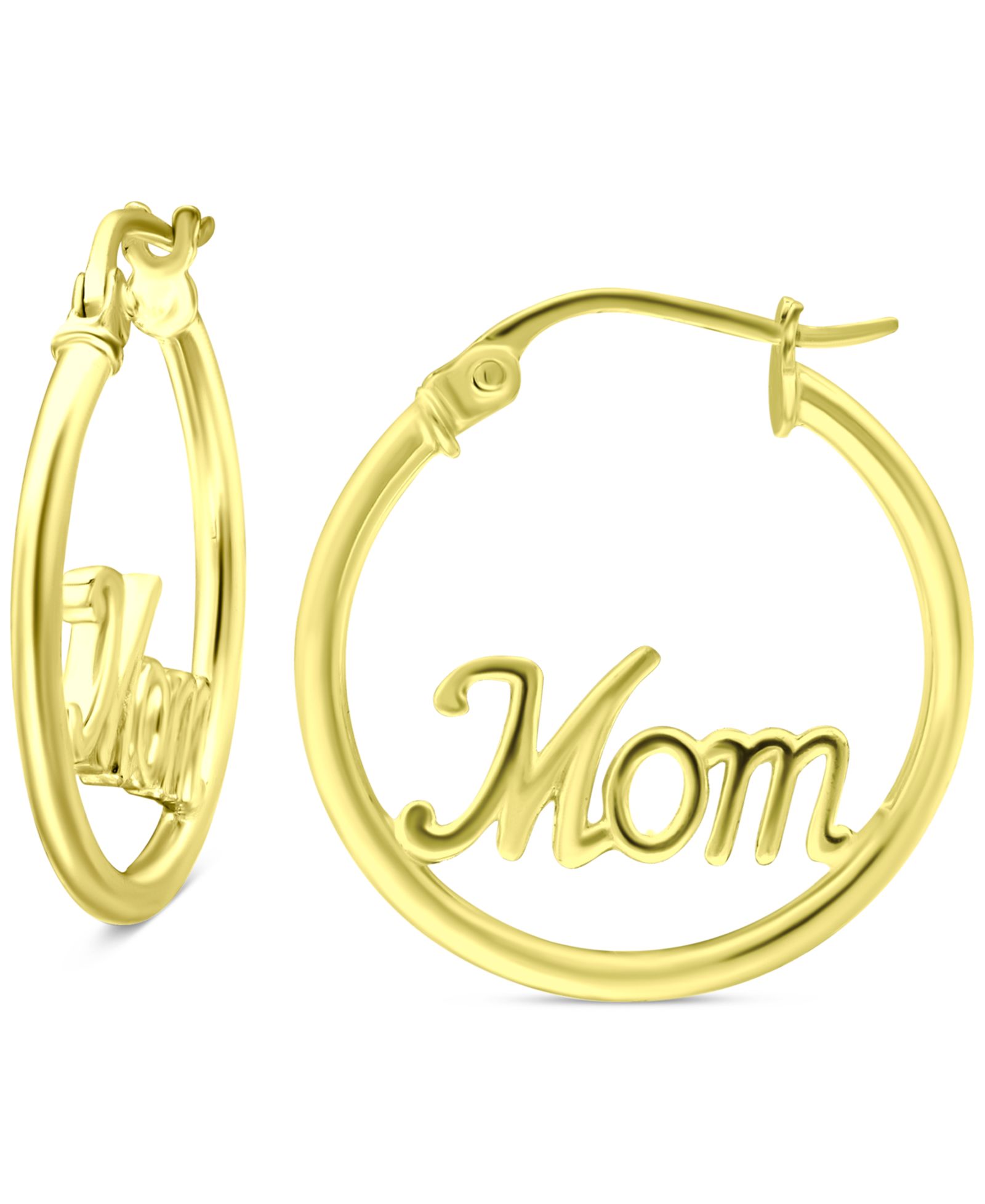 Giani Bernini Mom Small Hoop Earrings in 18k Gold-Plated Sterling Silver, 0.75", Created for Macy's