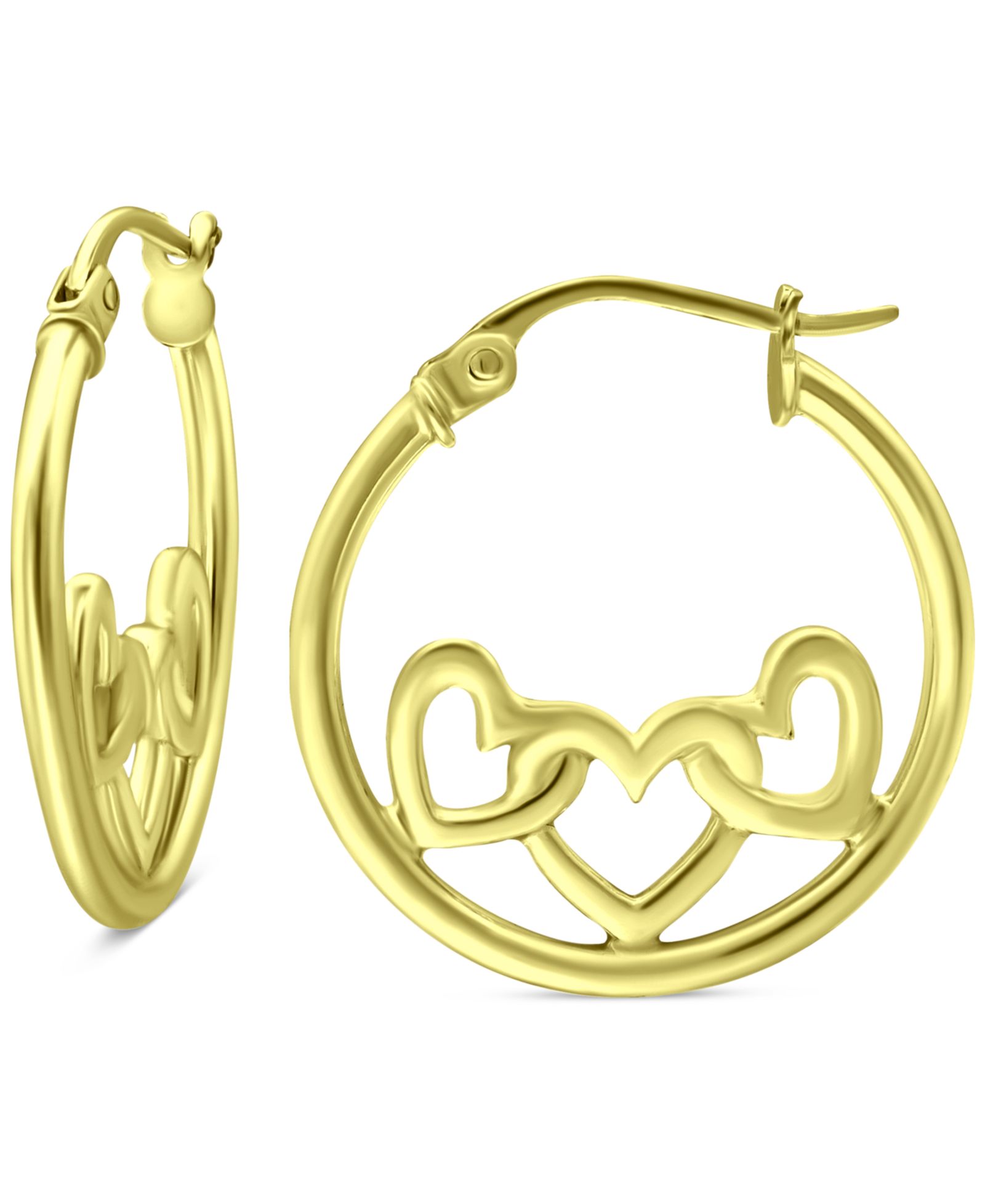 Серьги-кольца Giani Bernini Heart Accent из позолоченного стерлингового серебра 0.75"