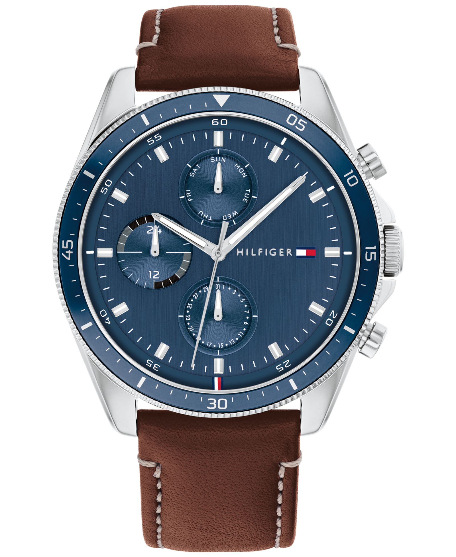Часы Tommy Hilfiger Men's Chronograph Brown Leather Strap 44mm