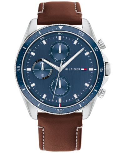 Часы Tommy Hilfiger Men's Chronograph Brown Leather Strap 44mm