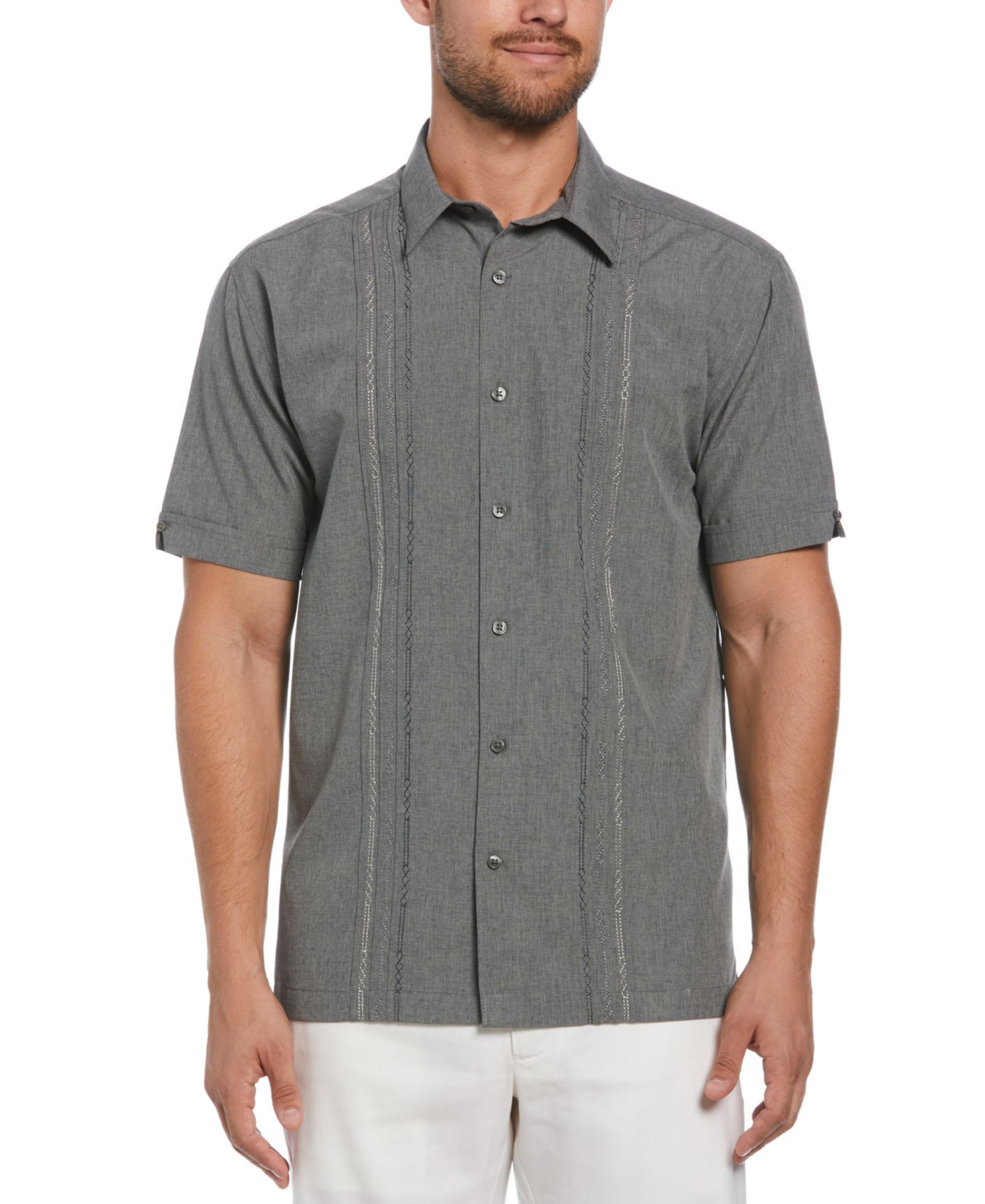 Мужская рубашка Cubavera Geo Embroidered Panel Chambray