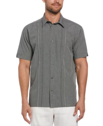 Cubavera Men's Geo Embroidered Panel Chambray Shirt