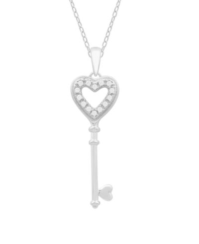 Подвеска-кулон в форме сердца с бриллиантами (1/10 ct. t.w.) из стерлингового серебра