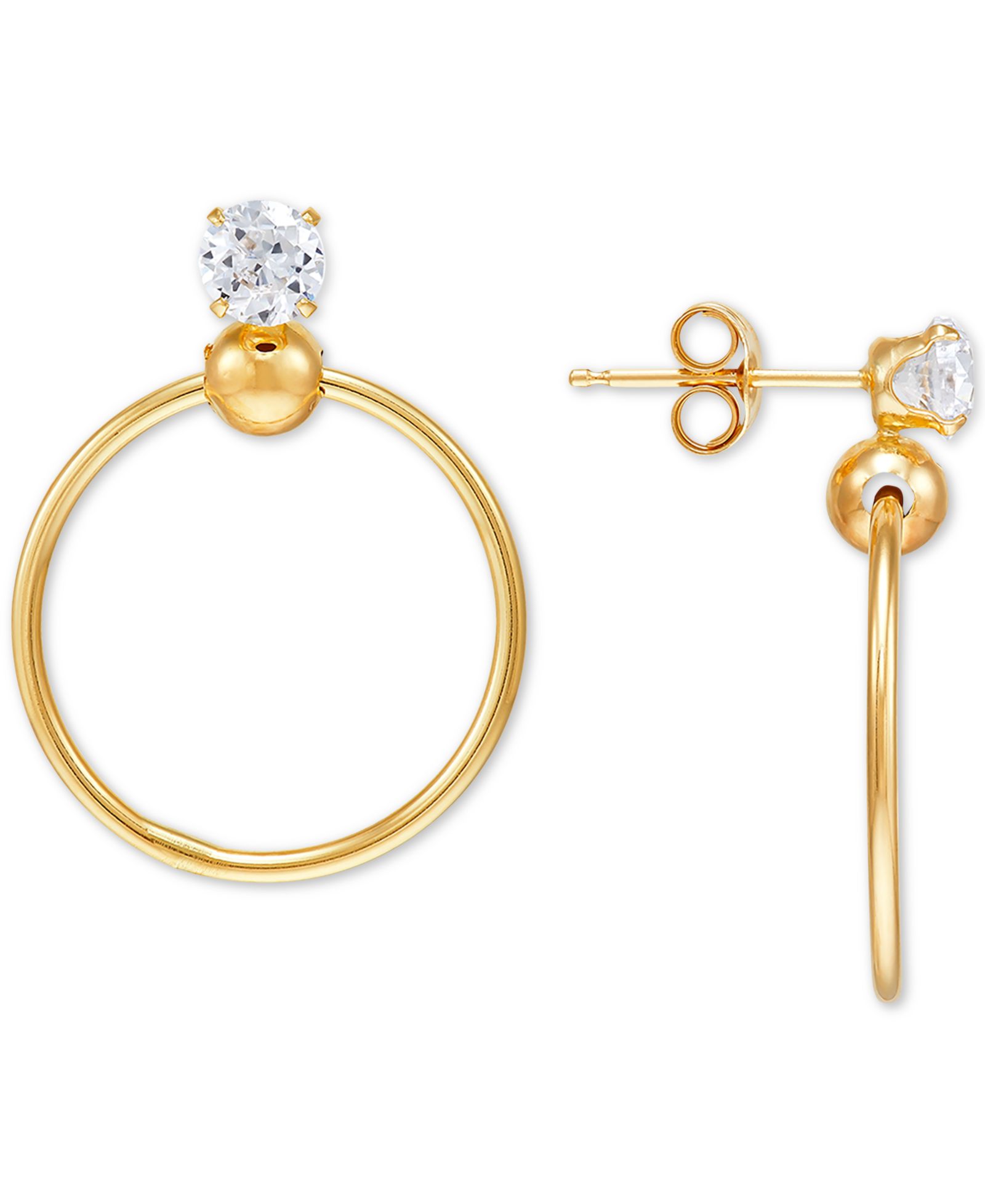 Серьги-подвески Cubic Zirconia Doorknocker в 14k Gold