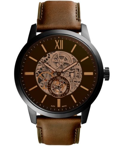 Fossil мужские часы Townsman с коричневым кожаным ремешком, 48 мм