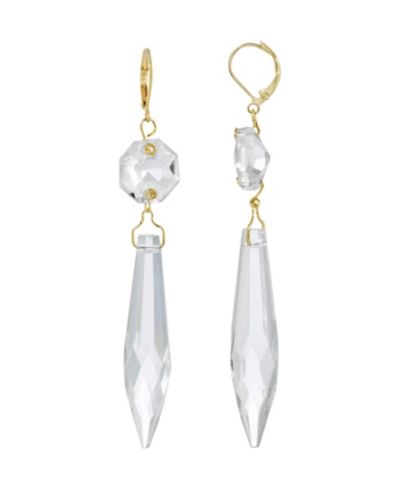 Женские серьги 2028 Gold Tone Clear Crystal Linear Drop