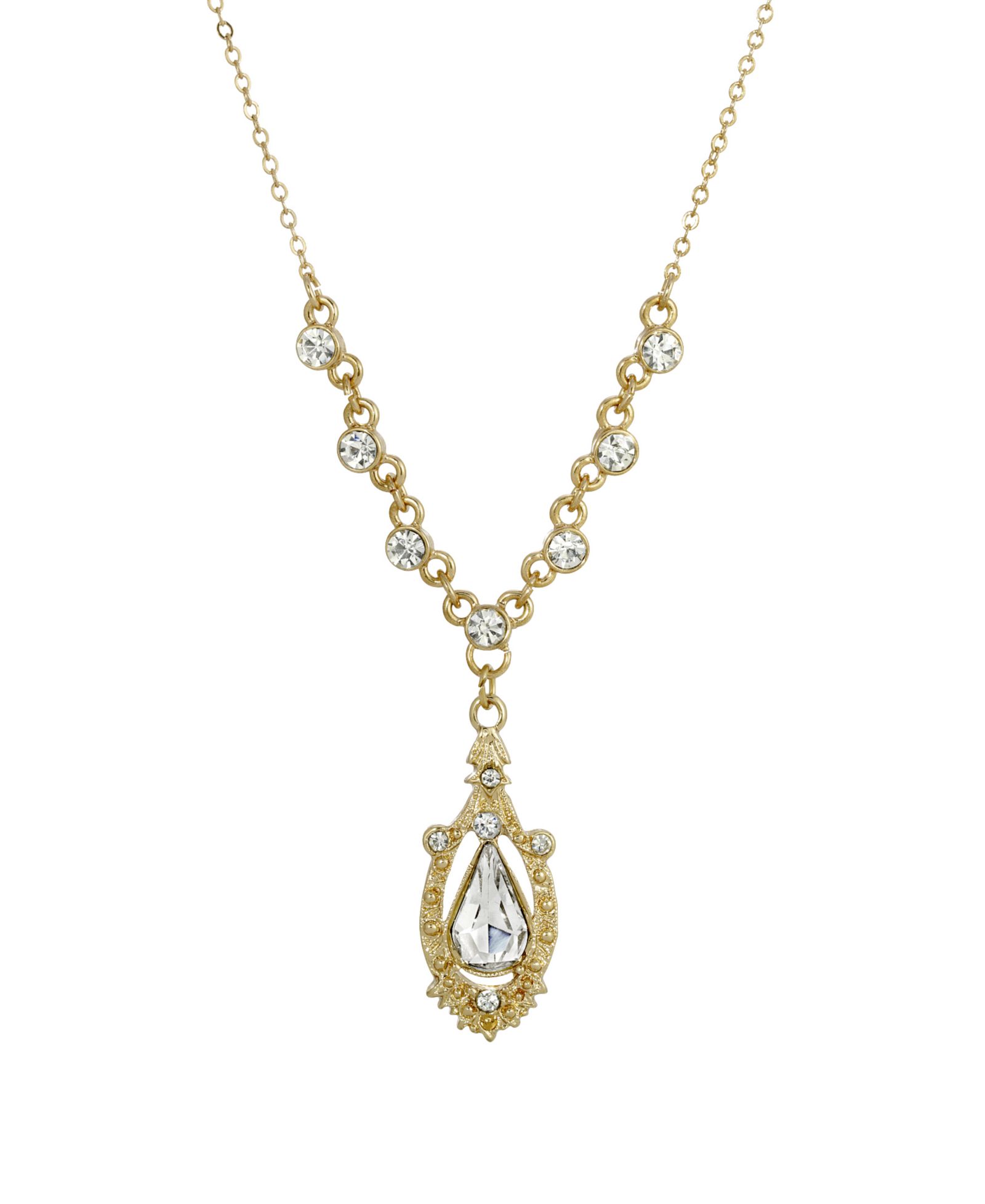 Ожерелье 2028 Women's Gold Tone Crystal Suspended Teardrop