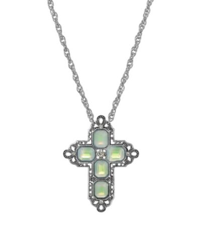 Женская цепочка 2028 Pewter Blue AB Crystal Cross