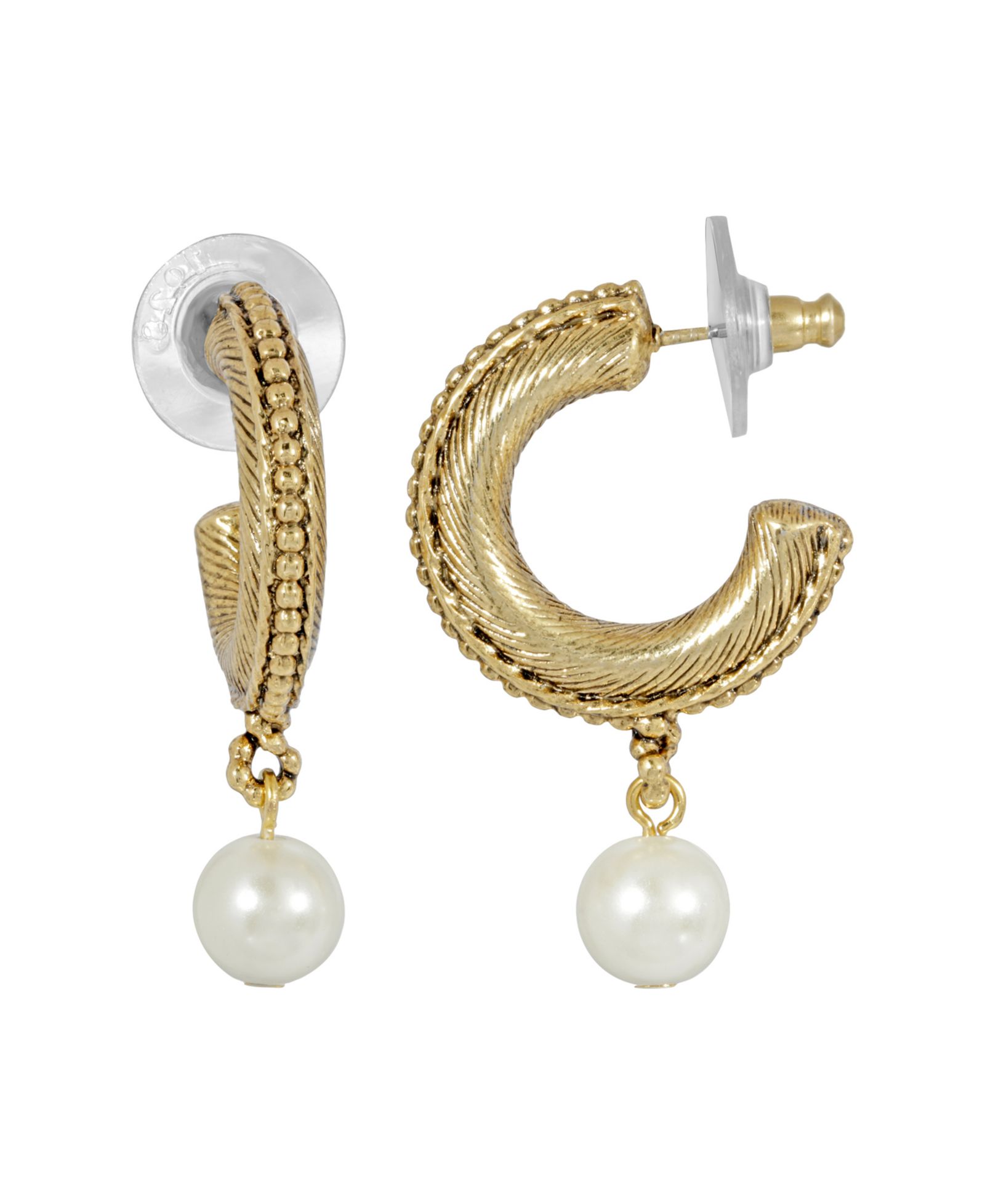 Серьги-кольца 2028 Women's 14K Gold-tone Imitation Pearl Drop