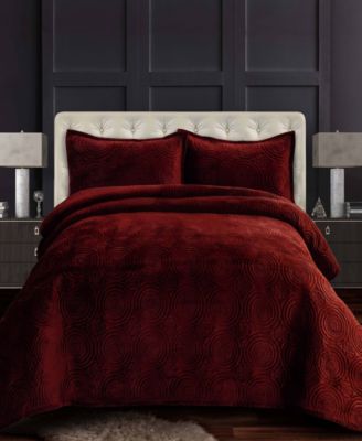Комплект из 3 стеганых покрывал Tribeca Living Capri Medallion Velvet Oversized, Queen