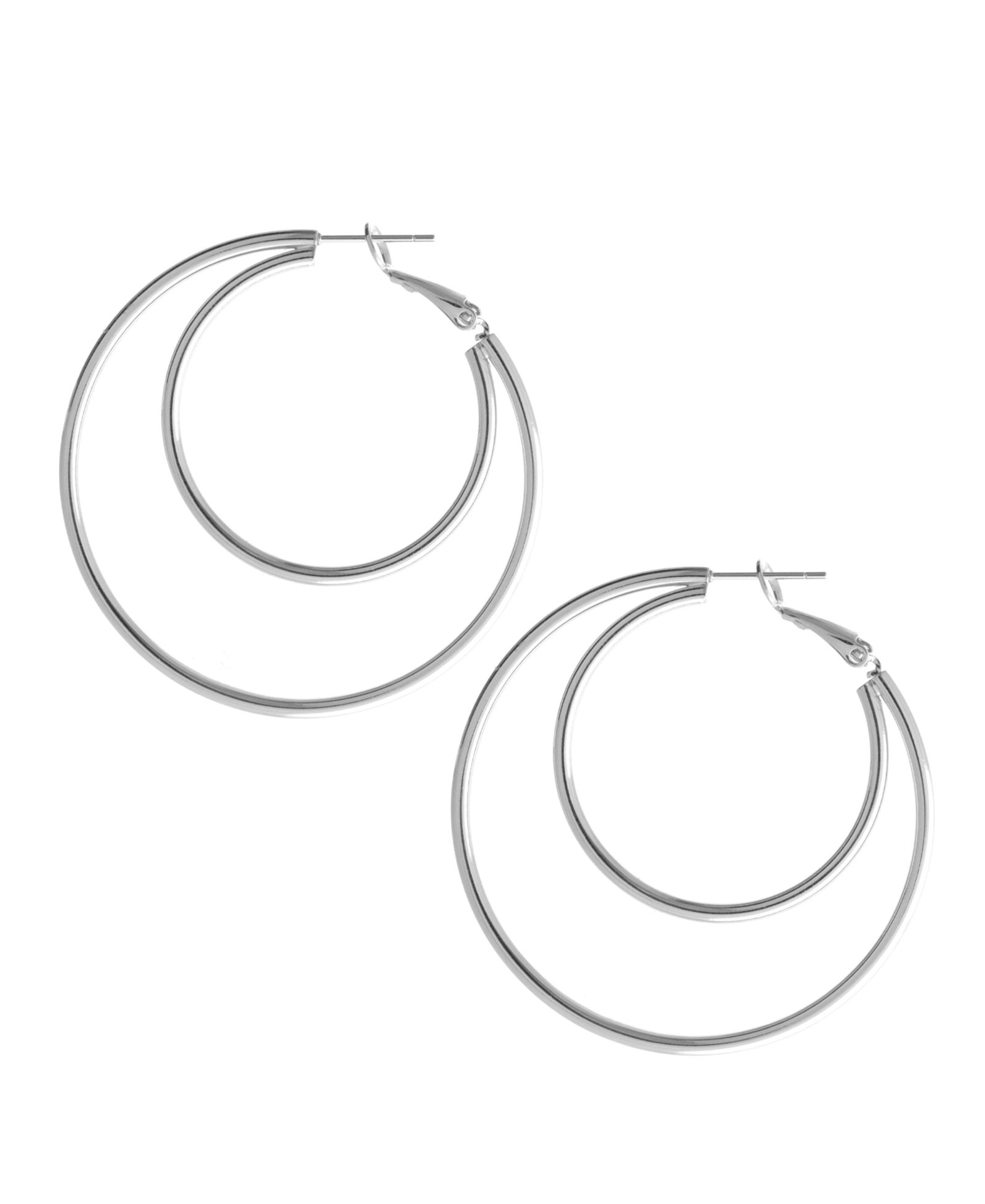 Серьги Essentials Large Double Row Omega Hoop в серебряном напылении