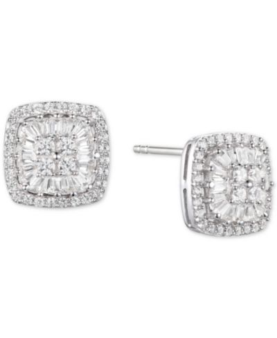 Серьги-гвоздики с квадратными бриллиантовыми вставками, 1/2 ct. t.w., 14k Gold, 14k White Gold или 14k Rose Gold
