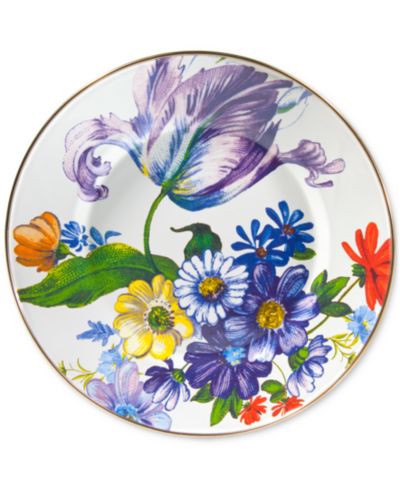 Mackenzie-Childs Белая обеденная тарелка Flower Market