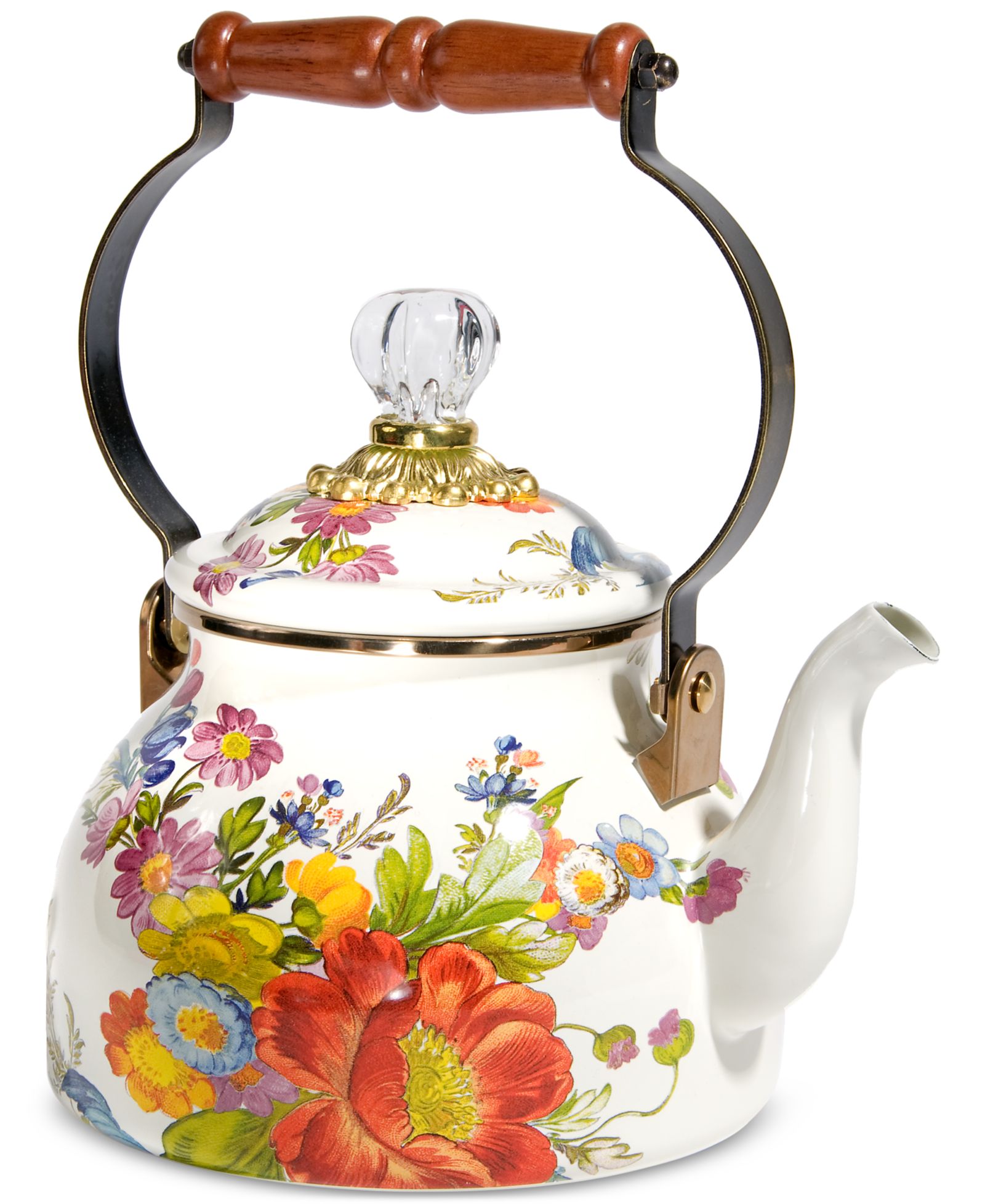 Чайник Mackenzie-Childs White Flower Market, 2-Qt.