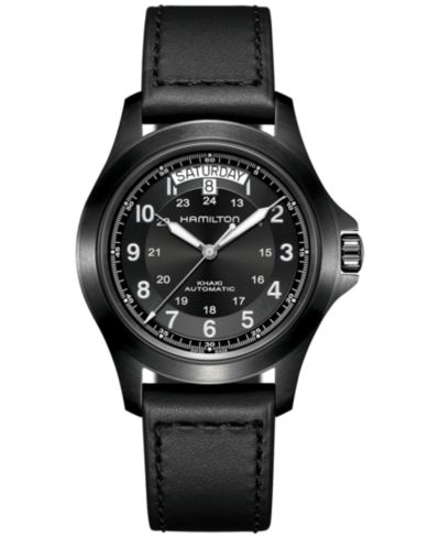 Часы Hamilton Men's Swiss Automatic Khaki Field King с кожаным ремешком 40mm
