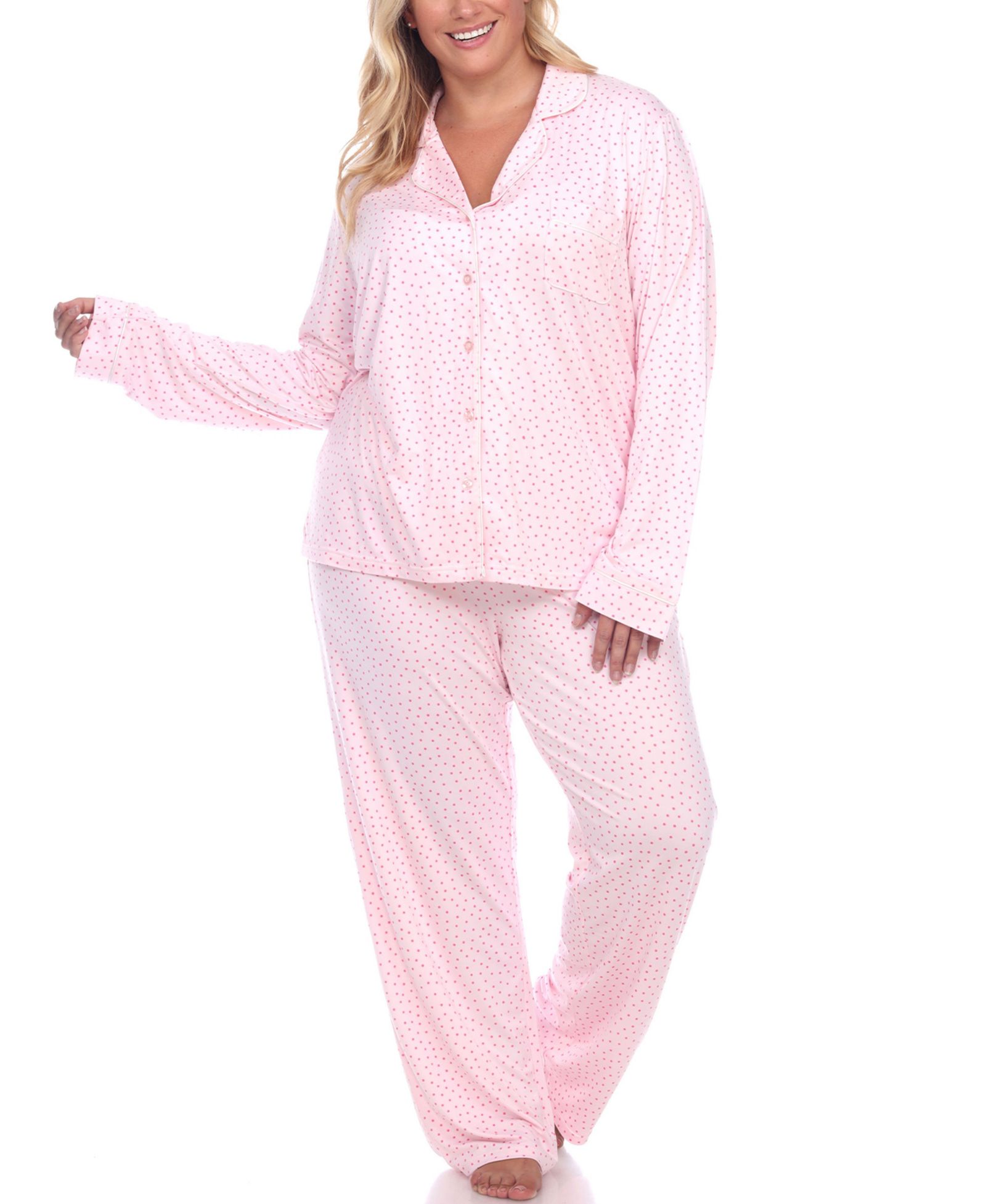 White Mark Women's Plus Size Pajama Set, 2 Piece