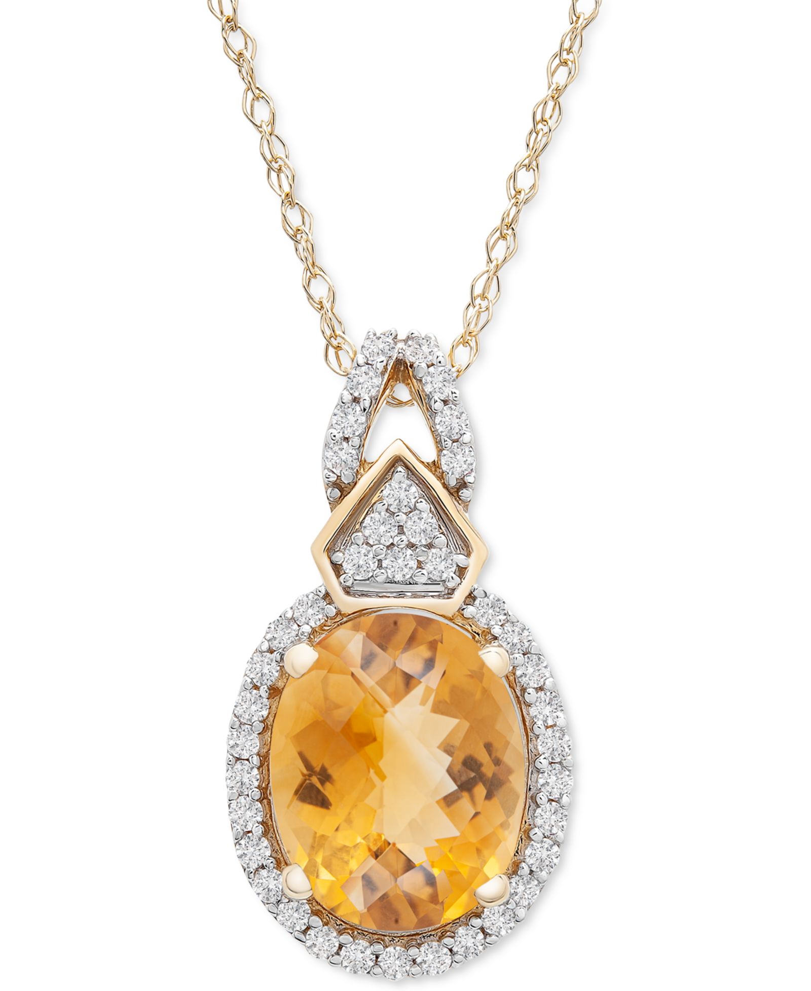 Подвеска с цитрином (2-1/3 ct. t.w.) и бриллиантом (1/5 ct. t.w.) в 14k Gold, 18"