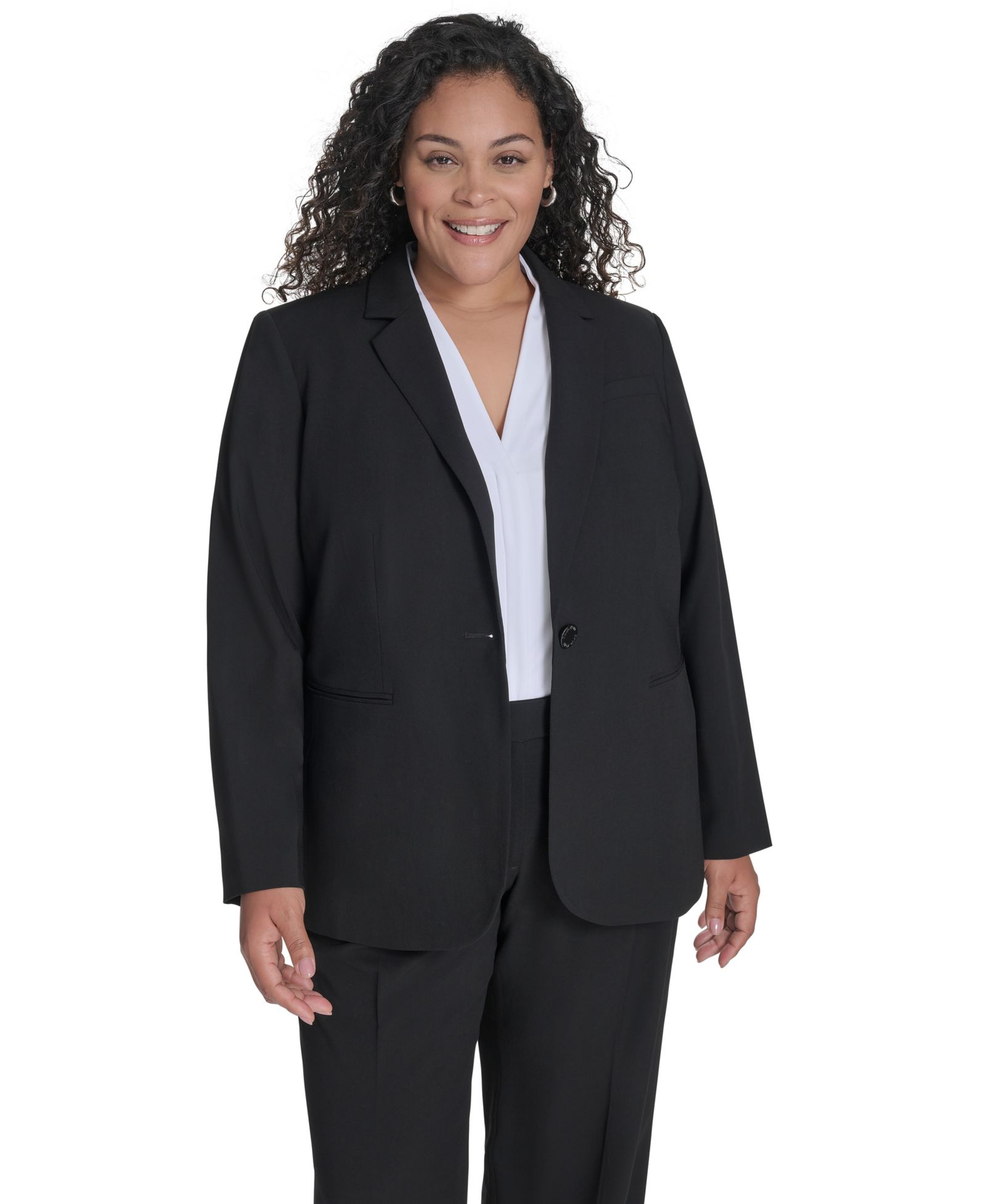 Calvin Klein Plus Size One-Button Blazer