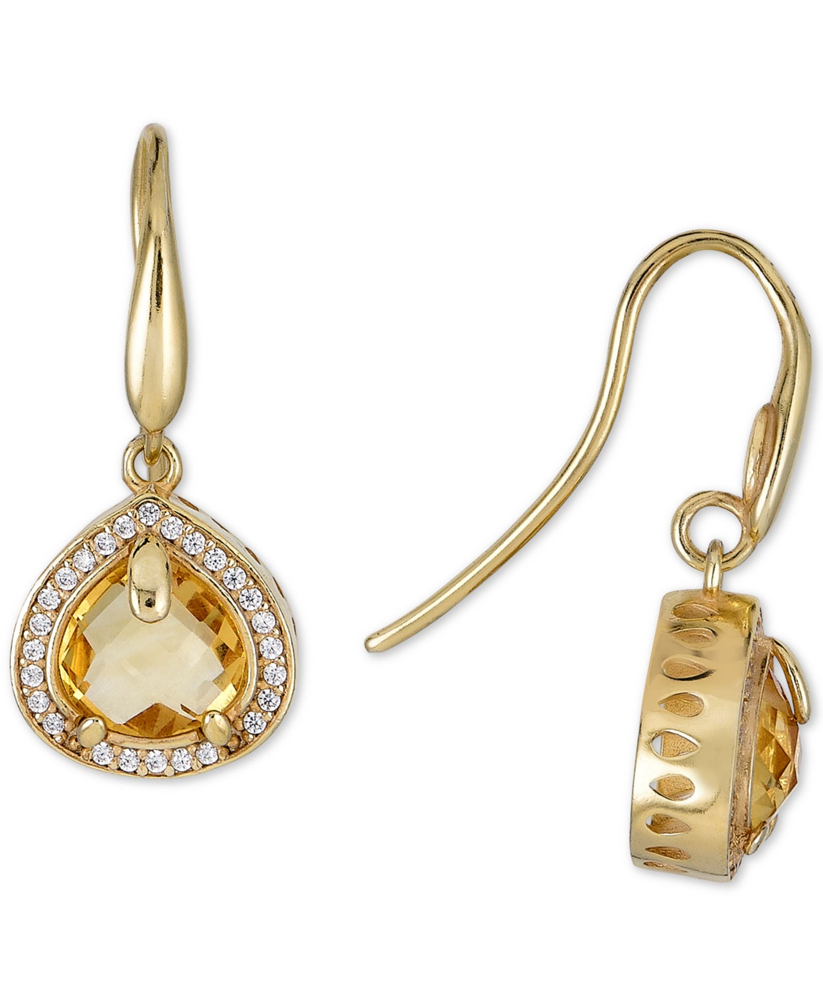 Серьги-подвески Citrine & White Topaz в позолоченном стерлинговом серебре 14k Gold-Plated