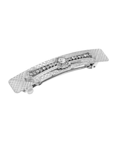 Women's Silver-Tone Crystal Bar Barrette