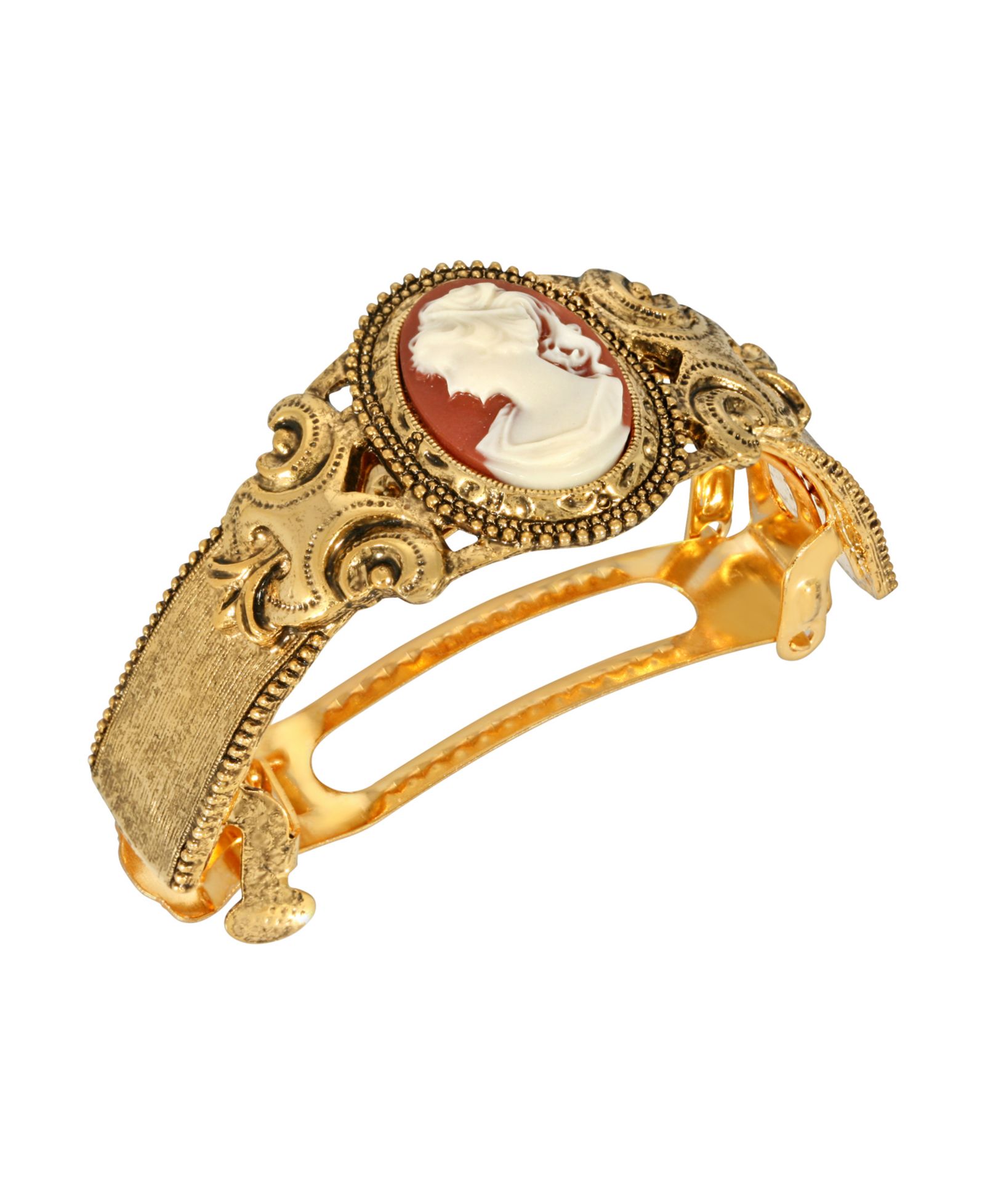 Women's Gold-Tone Carnelian Cameo Ponytail Holder