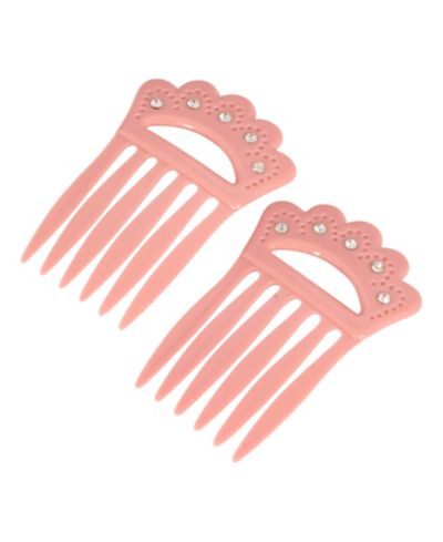 Women's Plastic with Clear Crystal Double Hair Comb
