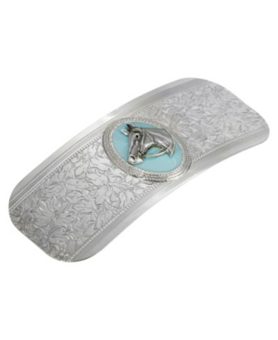 Women's Silver-Tone Turquoise Enamel Horse Head Barrette