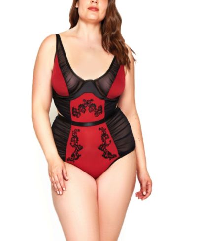 iCollection Женский боди из сетки Plus Size с аппликацией