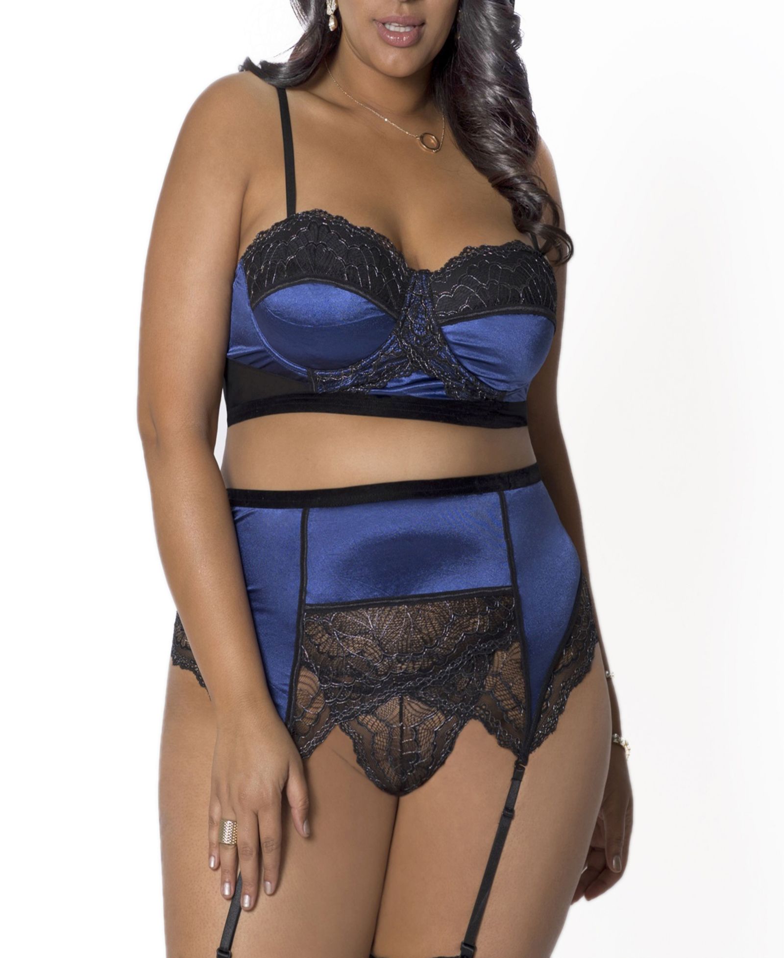 Женский комплект нижнего белья iCollection Plus Size (бюстгальтер, подвязки и трусики) из 3 предметов