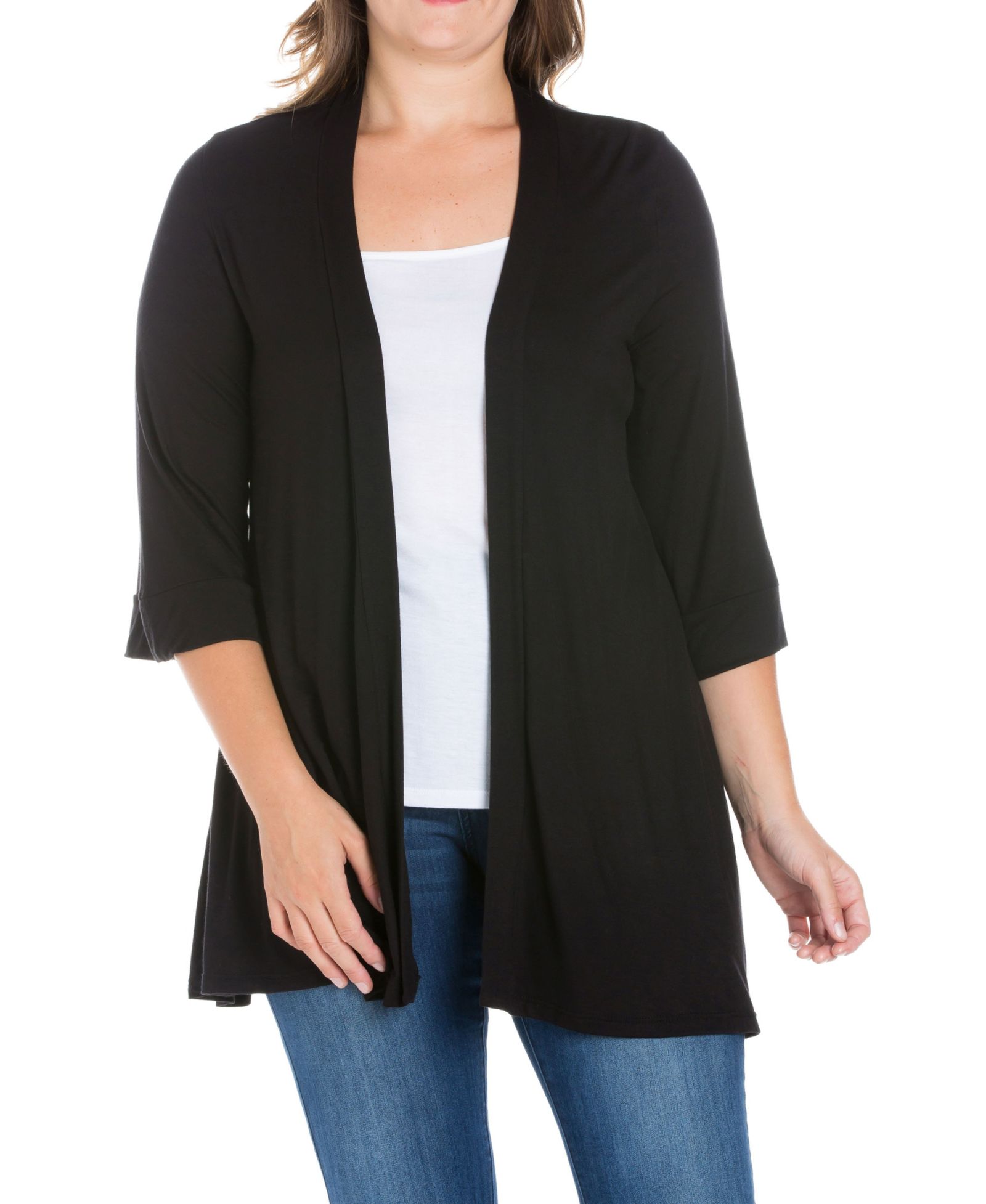 Кардиган 24seven Comfort Apparel Plus Size Elbow Length Open Front
