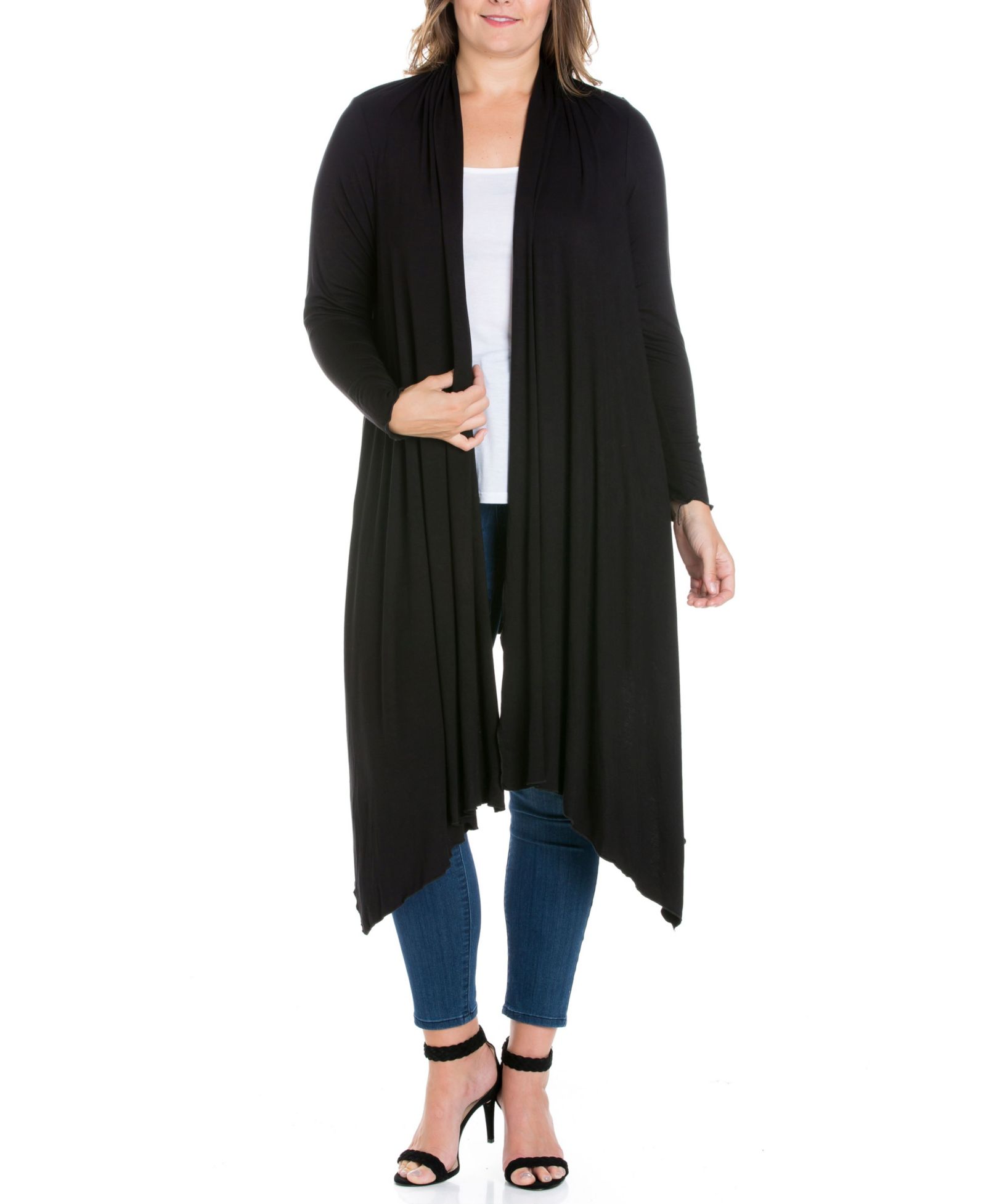 Женский удлиненный кардиган Plus Size Extra Long Open Front