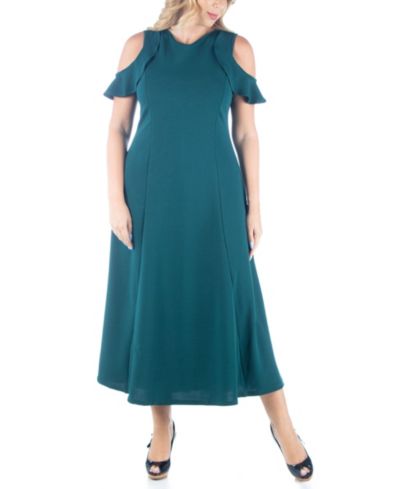 Платье 24seven Comfort Apparel Plus Size Ruffle Cold Shoulder A Line Maxi