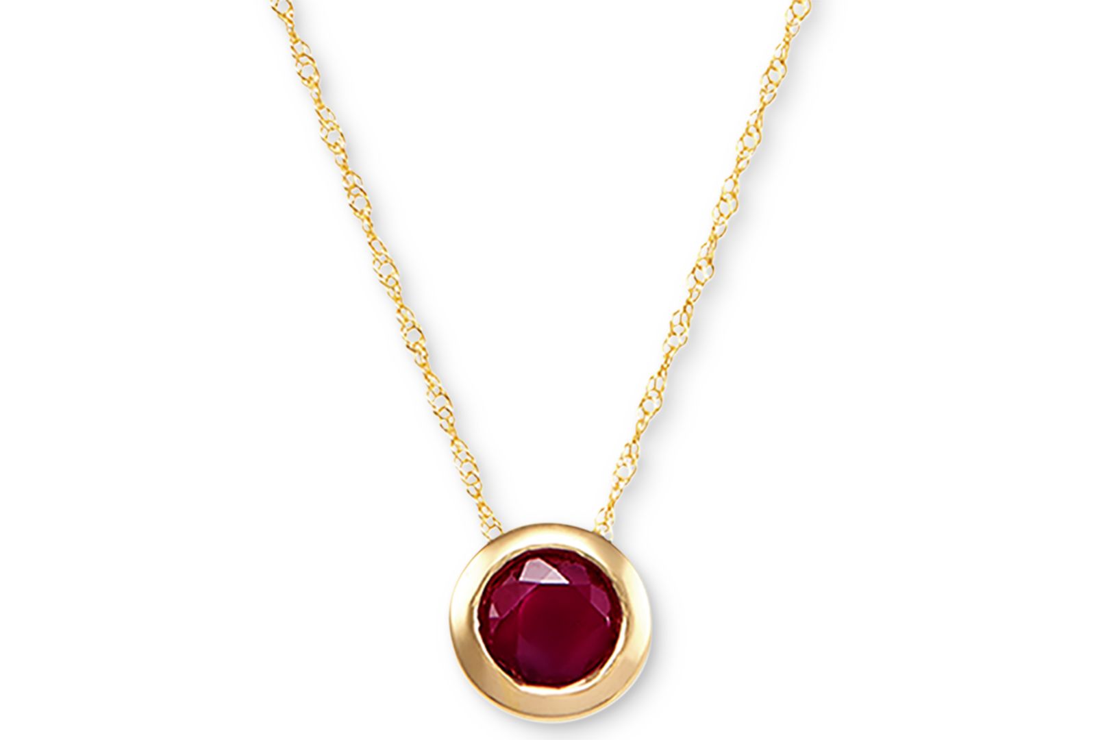 Birthstone 18" Bezel Pendant Necklace in 14k Gold