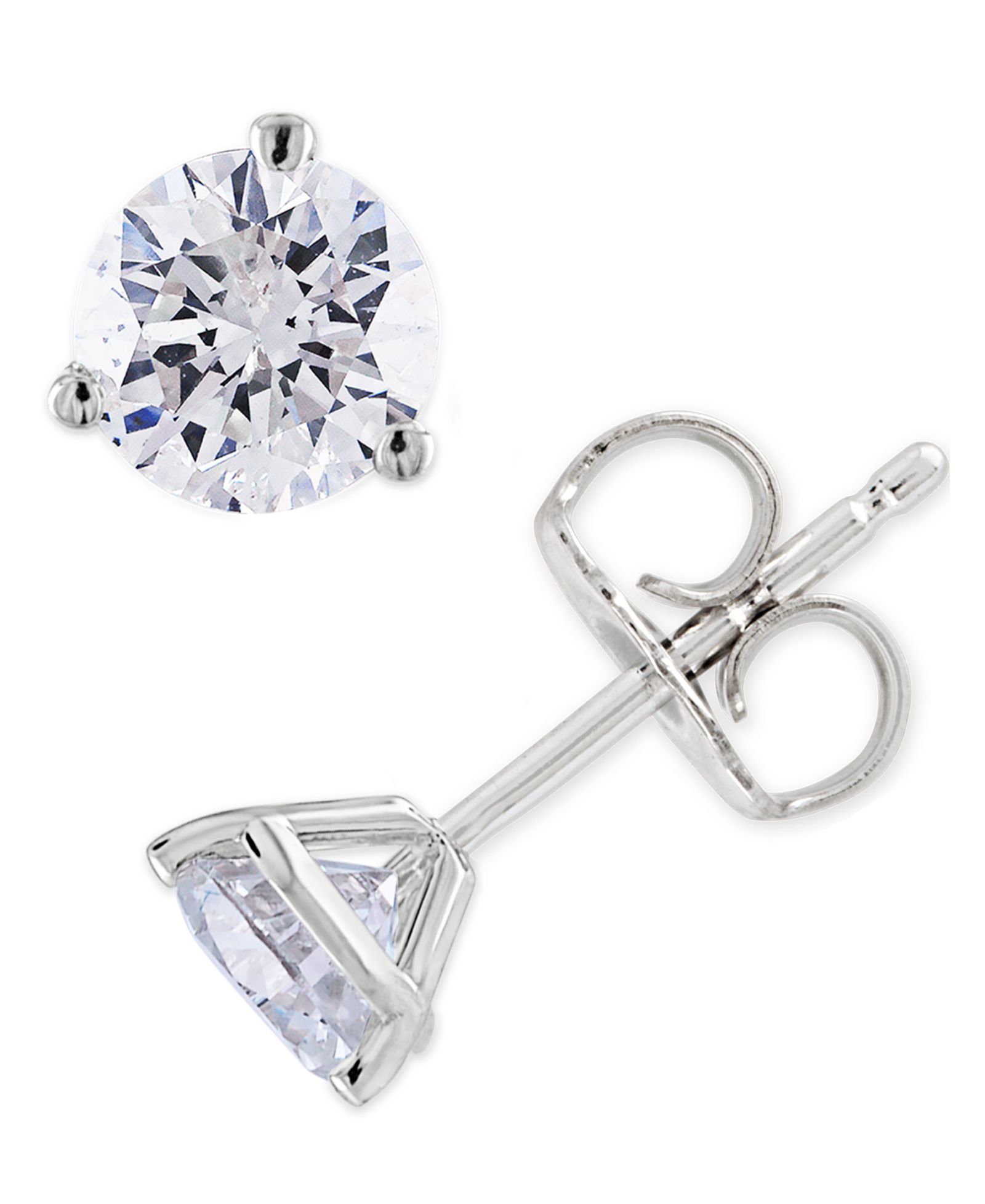 Серьги-гвоздики с бриллиантами (1 ct. t.w.) из белого золота 14k